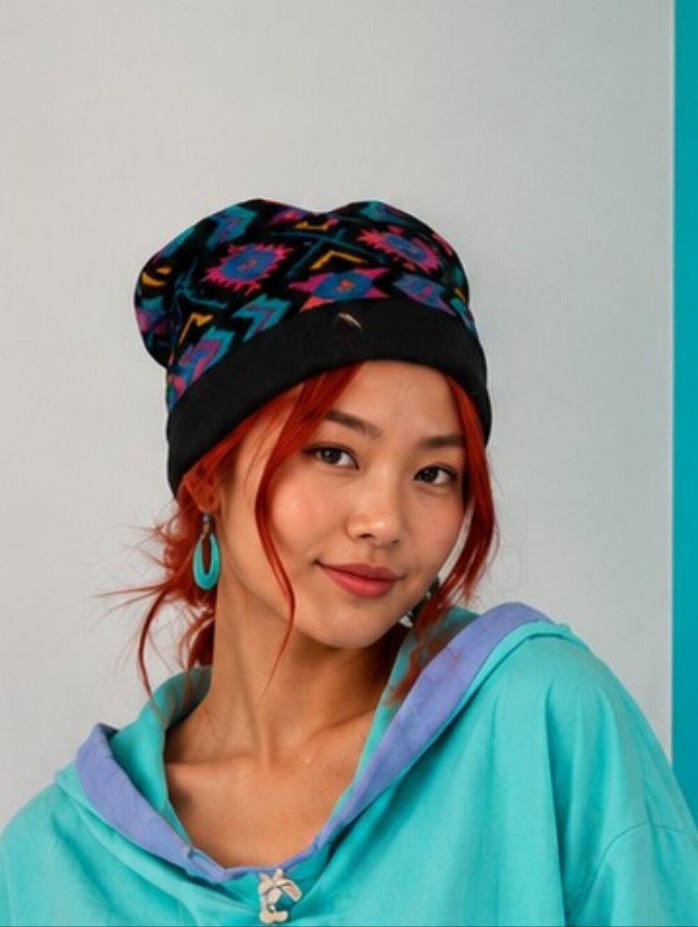 Mountain Equipment Co 90s Vintage Tribal Black Fleece Jester Hat Size OS